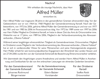 Traueranzeige von Alfred Müller von FZ