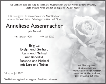 Traueranzeige von Anneliese Assenmacher von FZ