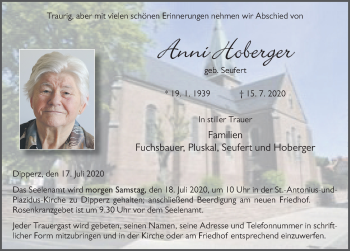 Traueranzeige von Anni Hoberger von FZ