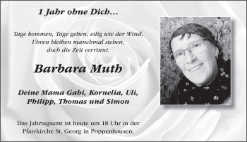 Traueranzeige von Barbara Muth von FZ