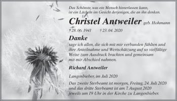 Traueranzeige von Christel Antweiler von FZ