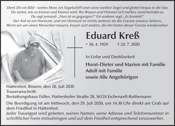 Traueranzeige von Eduard Kreß von FZ