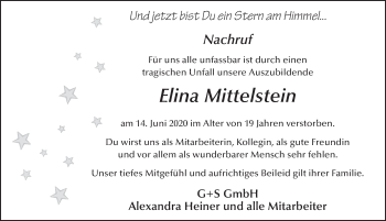Traueranzeige von Elina Mittelstein von FZ