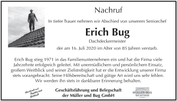 Traueranzeige von Erich Bug von FZ