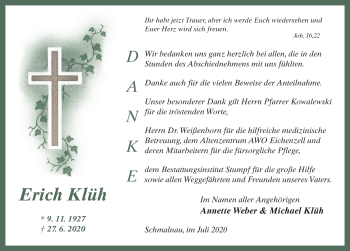 Traueranzeige von Erich Klüh von FZ