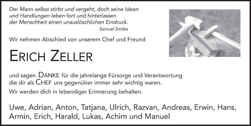  Traueranzeige für Erich Zeller vom 14.07.2020 aus FZ