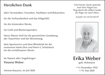 Traueranzeige von Erika Weber von FZ