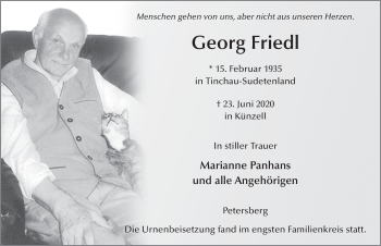 Traueranzeige von Georg Friedl von FZ