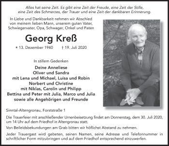 Traueranzeige von Georg Kreß von FZ