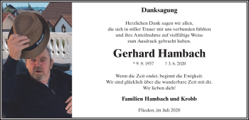 Traueranzeige von Gerhard Hambach von FZ
