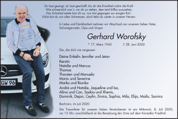 Traueranzeige von Gerhard Worofsky von FZ