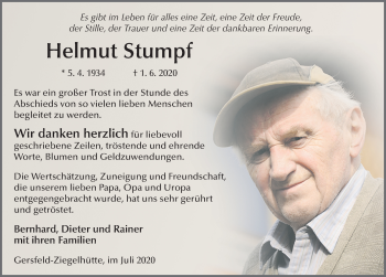 Traueranzeige von Helmut Stumpf von FZ