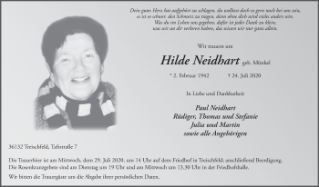 Traueranzeige von Hilde Neidhart von FZ