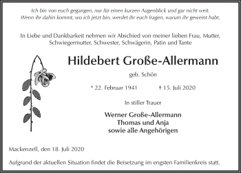 Traueranzeige von Hildebert Große-Allermann von FZ