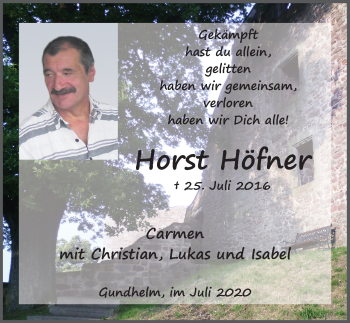 Traueranzeige von Horst Höfner von FZ