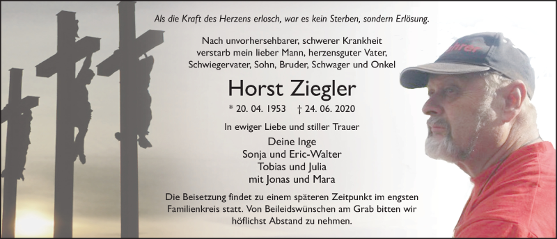  Traueranzeige für Horst Ziegler vom 03.07.2020 aus FZ