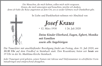 Traueranzeige von Josef Kraus von FZ