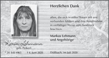 Traueranzeige von Karin Lehmann von FZ
