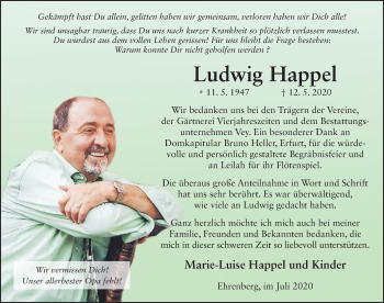 Traueranzeige von Ludwig Happel von FZ