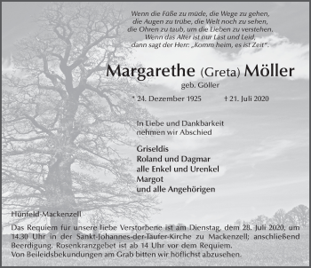 Traueranzeige von Margarethe Möller von FZ