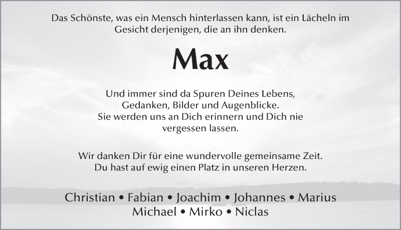  Traueranzeige für Maximilian Vogel vom 11.07.2020 aus FZ