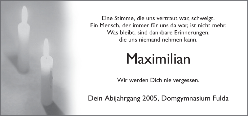  Traueranzeige für Maximilian Vogel vom 11.07.2020 aus FZ