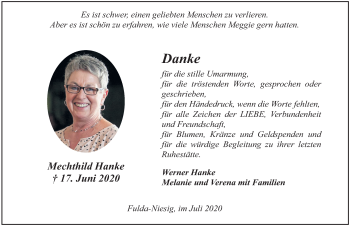 Traueranzeige von Mechthild Hanke von FZ