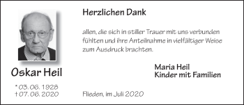 Traueranzeige von Oskar Heil von FZ
