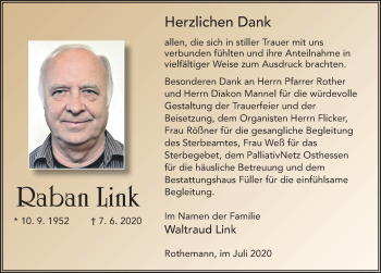 Traueranzeige von Raban Link von FZ