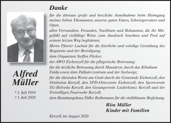Traueranzeige von Alfred Müller von FZ