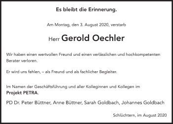 Traueranzeige von Gerold Oechler von FZ