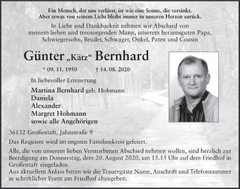 Traueranzeige von Günter Bernhard von FZ