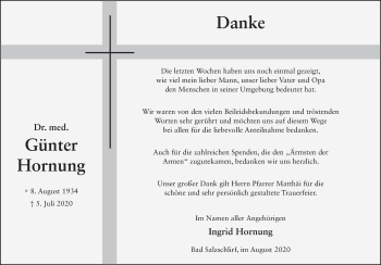 Traueranzeige von Günter Hornung von FZ