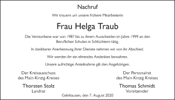 Traueranzeige von Helga Traub von FZ