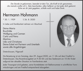 Traueranzeige von Hermann Hohmann von FZ