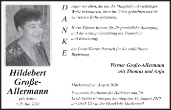 Traueranzeige von Hildebert Große-Allermann von FZ