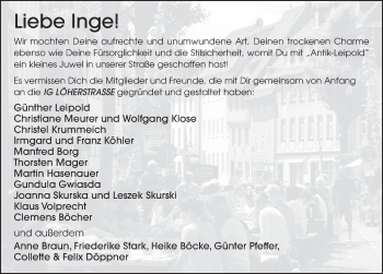 Traueranzeige von Inge Leipold von FZ