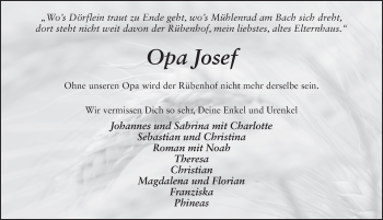 Traueranzeige von Josef Schlag von FZ