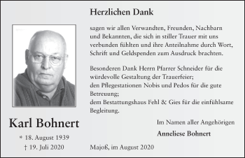 Traueranzeige von Karl Bohnert von FZ