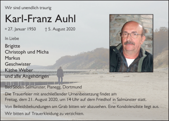 Traueranzeige von Karl-Franz Auhl von FZ