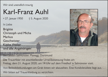 Traueranzeige von Karl-Franz Auhl von FZ