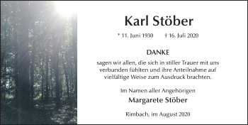 Traueranzeige von Karl Stöber von FZ