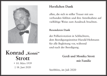 Traueranzeige von Konrad Strott von FZ