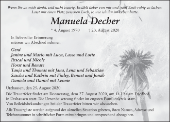 Traueranzeige von Manuela Decher von FZ