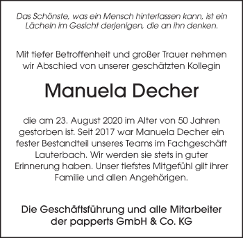 Traueranzeige von Manuela Decher von FZ