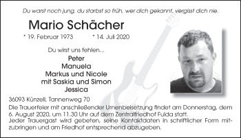 Traueranzeige von Mario Schächer von FZ