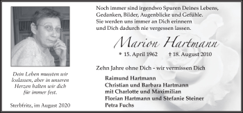 Traueranzeige von Marion Hartmann von FZ