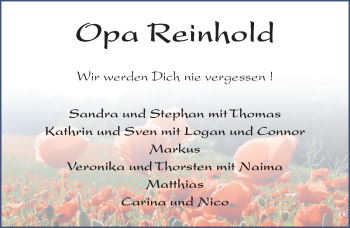 Traueranzeige von Reinhold Klement von FZ