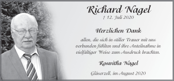 Traueranzeige von Richard Nagel von FZ
