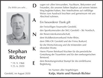 Traueranzeige von Stephan Richter von FZ